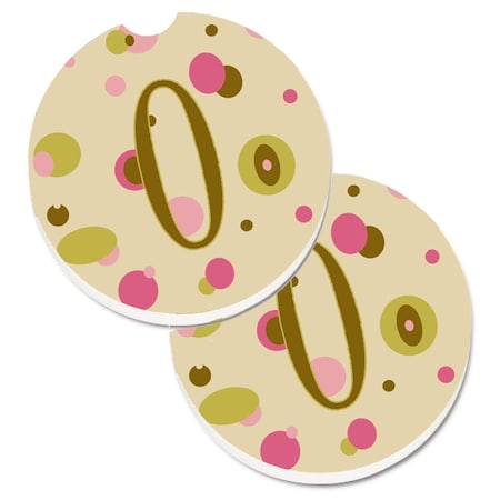 Carolines Treasures Letter O Initial Monogram Tan Dots Set of 2 Cup Holder Car Coaster CJ1004-OCARC